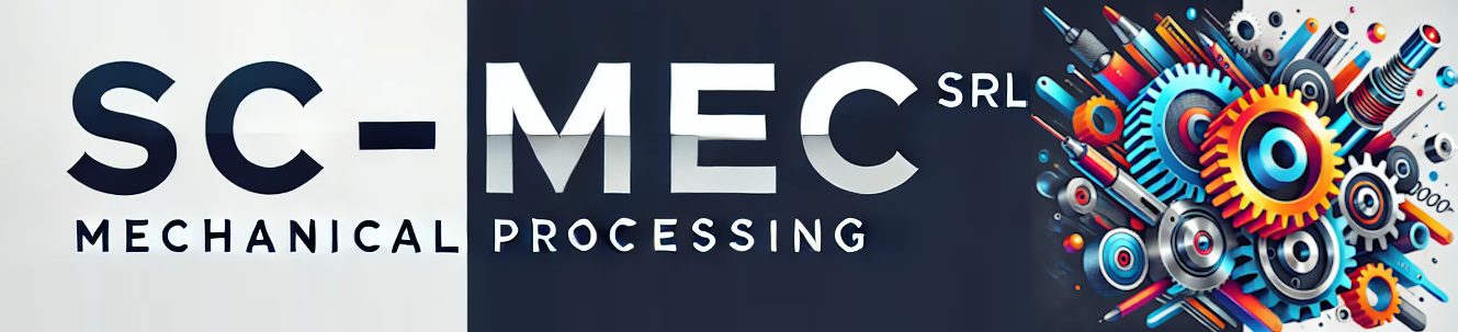SC-MEC SRL — Mechanical Processing, logo con ingranaggi e utensili